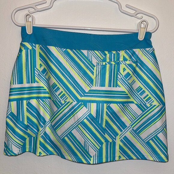 Adidas Girls Active Skort XL – Blue White Neon Yellow Tennis Golf Skirt Sz 14-15 - Picture 2 of 5